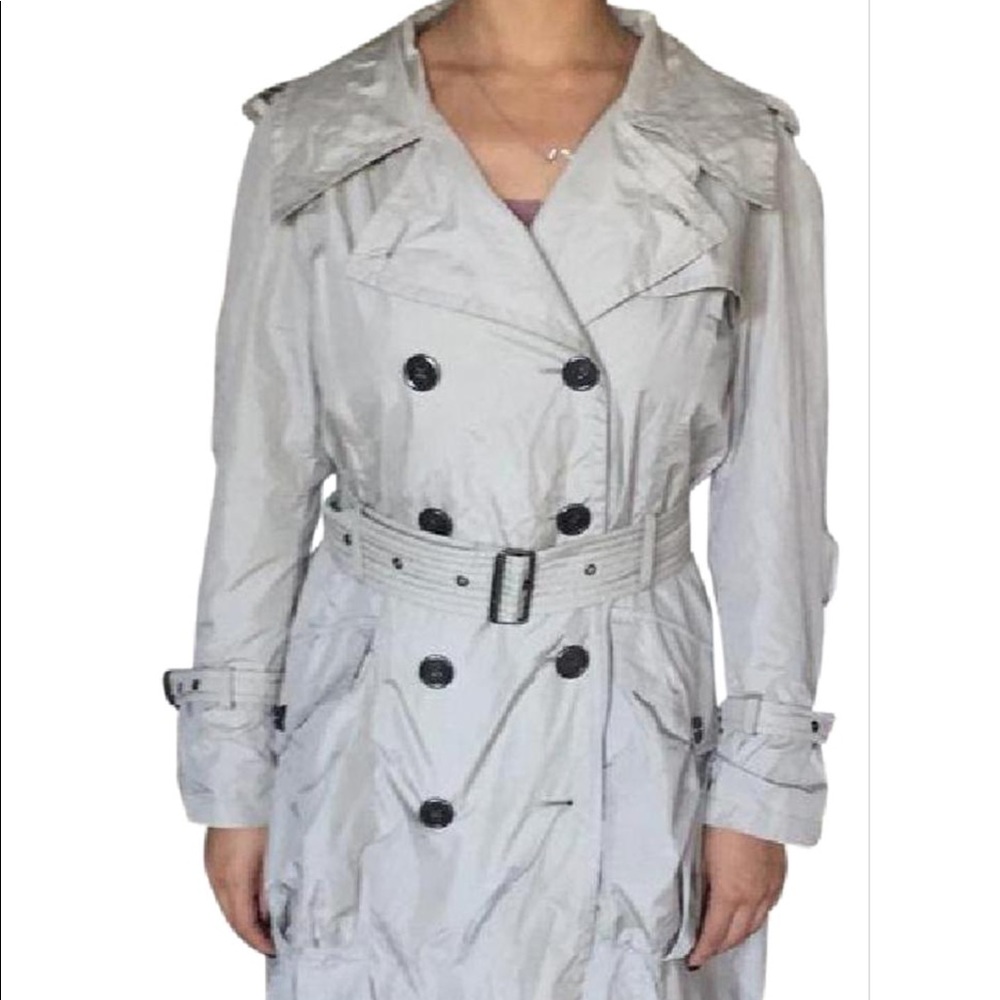 Burberry London hooded raincoat jacket w/ belt